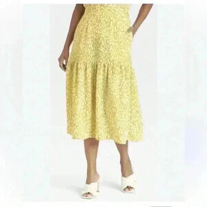 Who What Wear Yellow midi skirt
